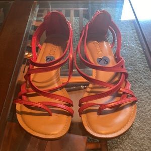 Red Strappy Sandals, size 7.5!